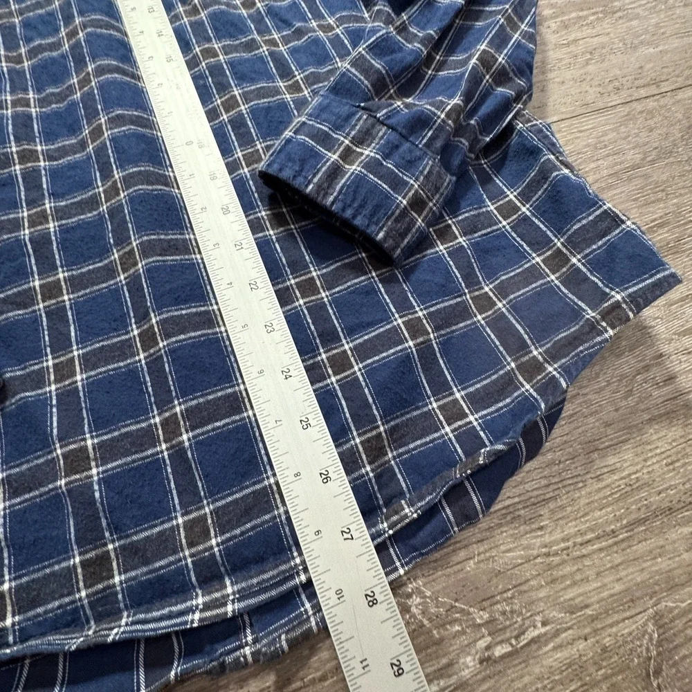 Banana Republic Shirt Mens Medium‎ Blue Plaid Luxe Flannel Button Up Long Sleeve